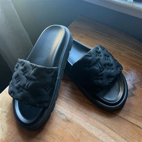 lv black sliders|louis vuitton slides black.